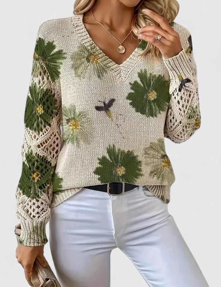 Catarina - Camisola de malha com padrão floral