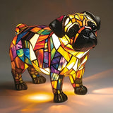 CãoPug - Lâmpada em Vitrais
