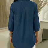 Blusa de V com Renda e Toque Suave
