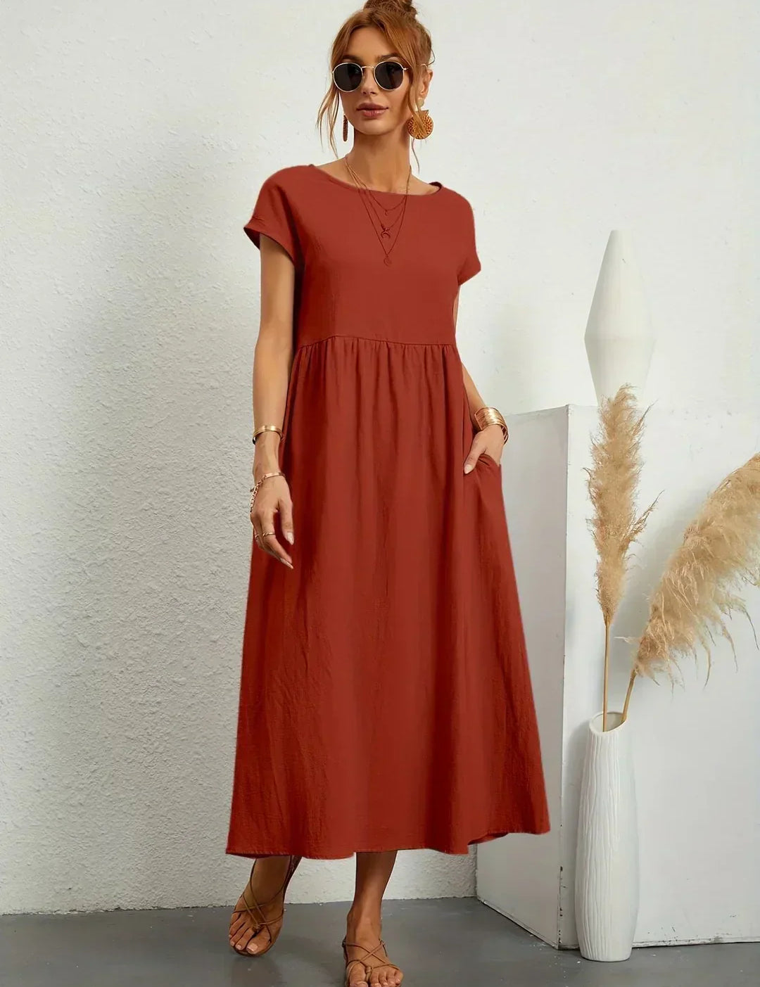 Gabriela - Vestido Elegante Midi Fluído Intemporal