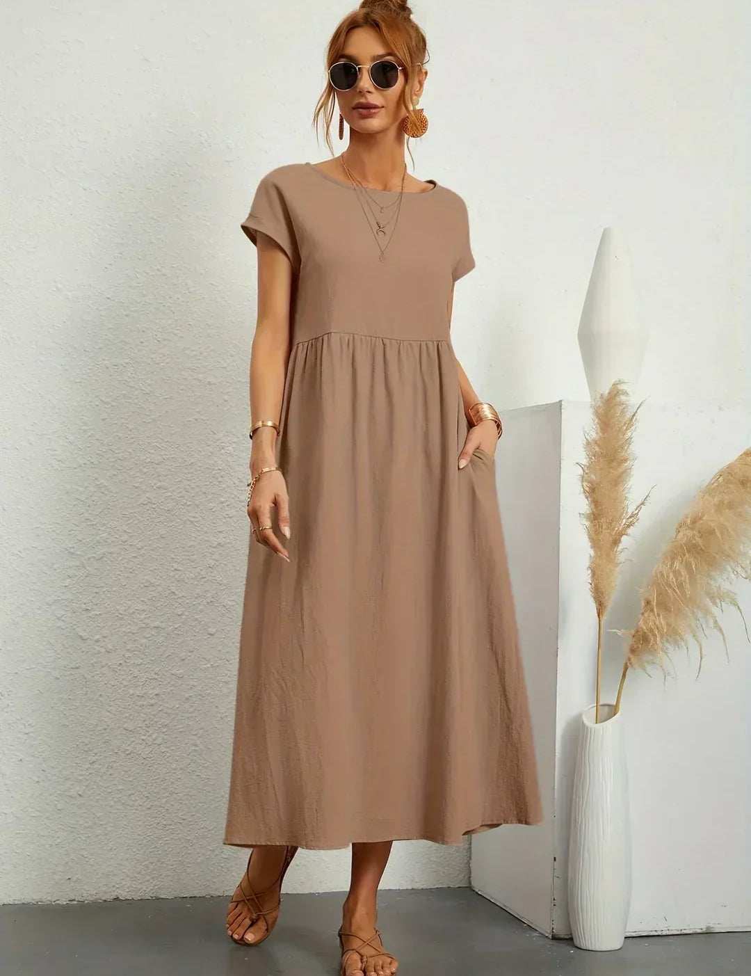 Gabriela - Vestido Elegante Midi Fluído Intemporal