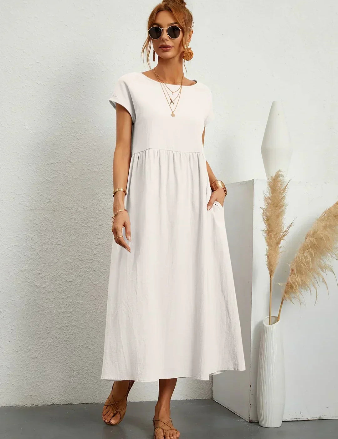 Gabriela - Vestido Elegante Midi Fluído Intemporal