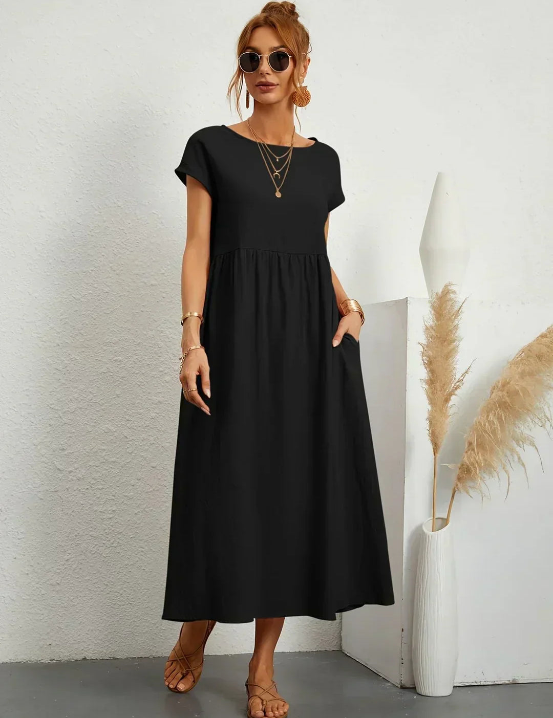 Gabriela - Vestido Elegante Midi Fluído Intemporal