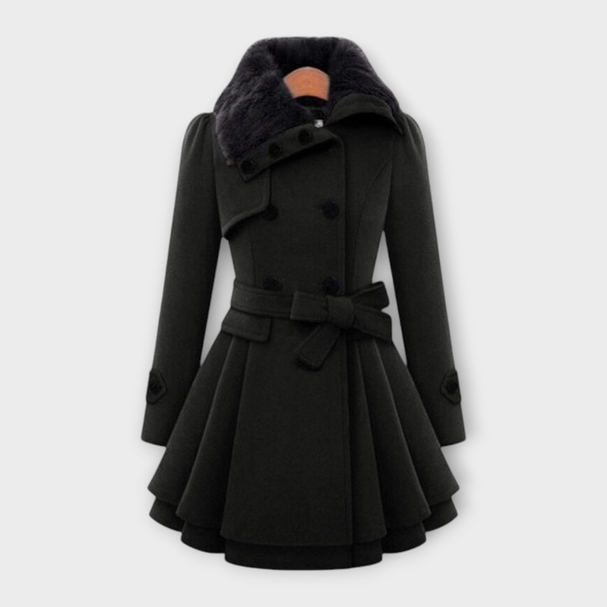 Ema - Casaco Elegante com Gola de Pele