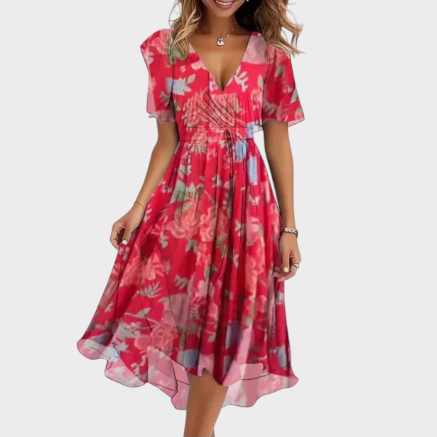 Adelaide - Vestido de senhora com decote em V